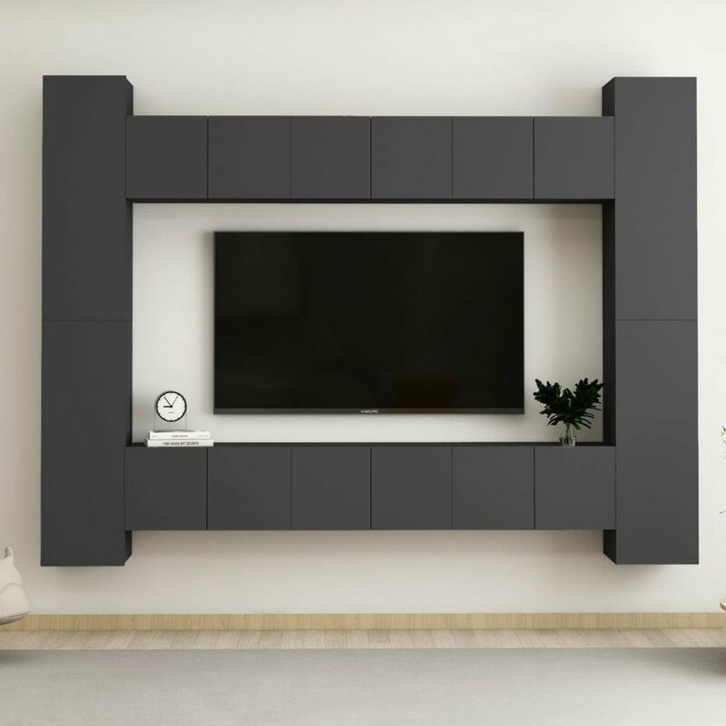 

Juego de mueble para TV de 10 piezas aglomerado gris