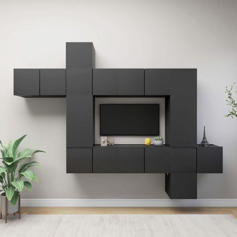 

Juego de mueble para TV de 10 piezas aglomerado gris