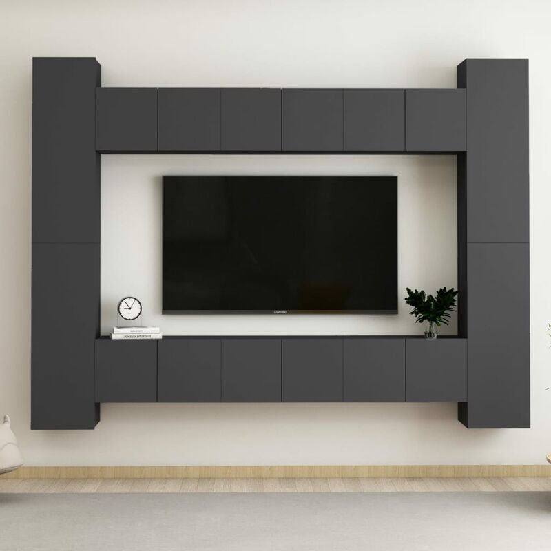 

Juego de mueble para TV de 10 piezas aglomerado gris
