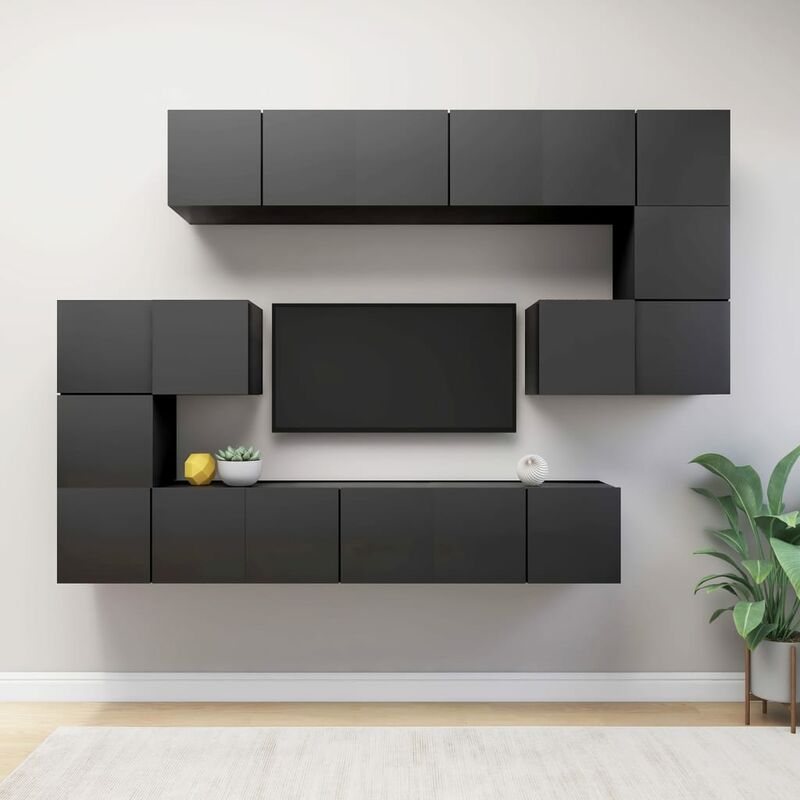 

Juego de mueble para TV de 10 piezas aglomerado gris