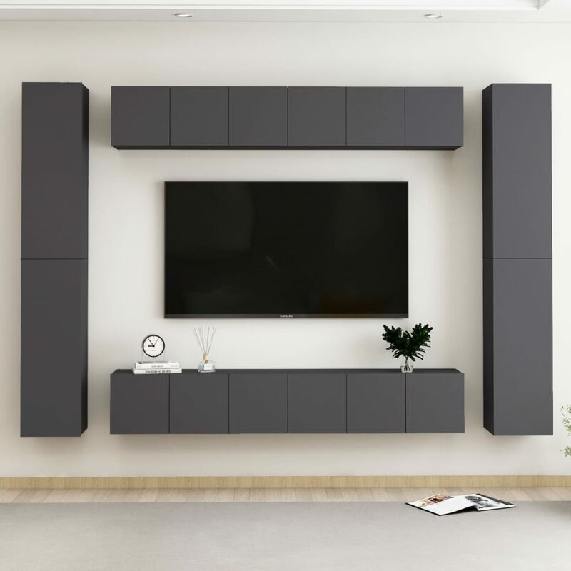 

Juego de mueble para TV de 10 piezas aglomerado gris