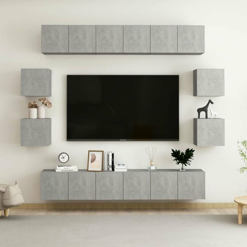 

Juego de mueble para TV de 10 piezas aglomerado gris hormigon