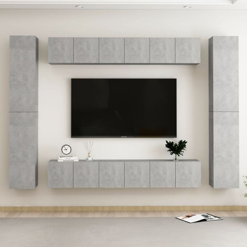 

Juego de mueble para TV de 10 piezas aglomerado gris hormigón