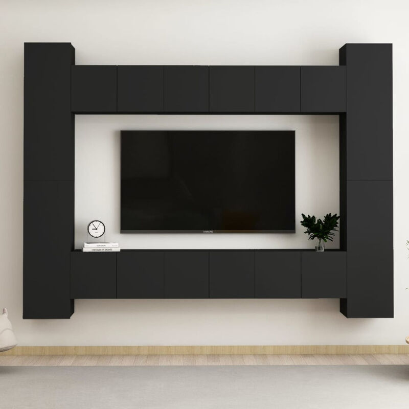 

Juego de mueble para TV de 10 piezas aglomerado negro