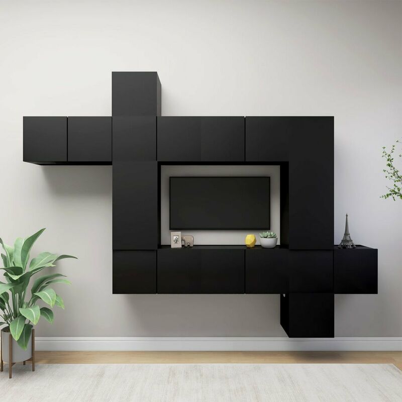 

Juego de mueble para TV de 10 piezas aglomerado negro