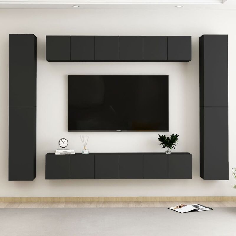 

Juego de mueble para TV de 10 piezas aglomerado negro