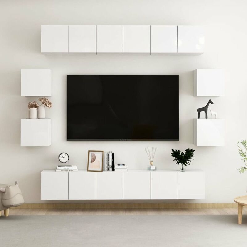 

Juego de mueble para TV de 10 pzas aglomerado blanco brillante