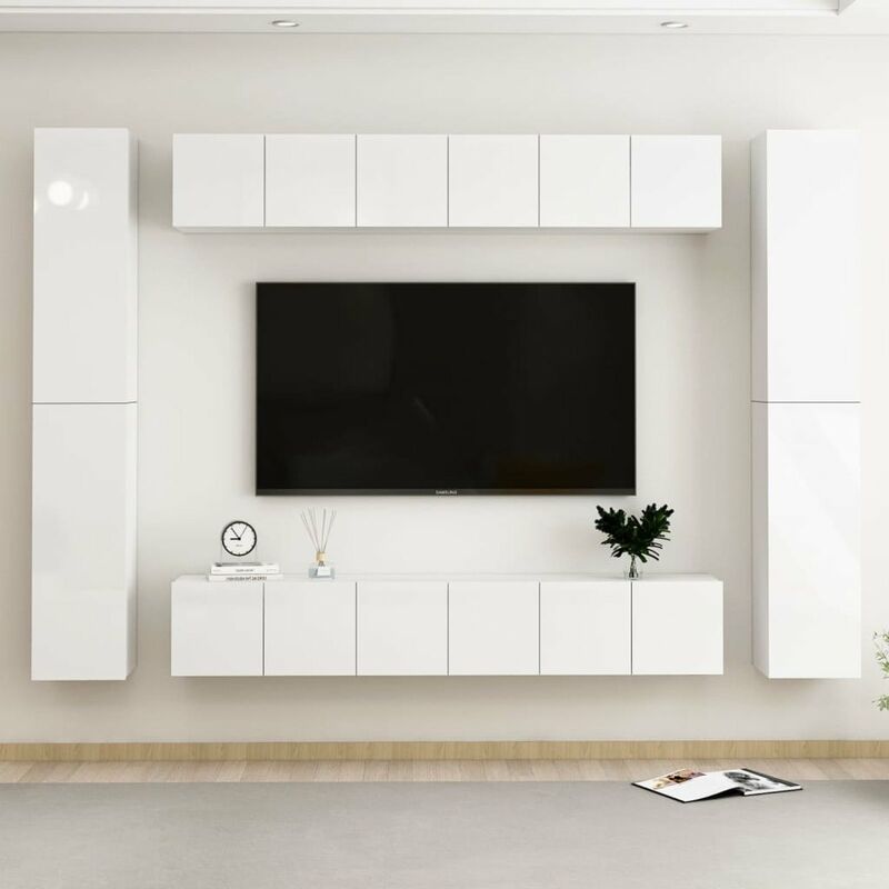 

Juego de mueble para TV de 10 pzas aglomerado blanco brillante
