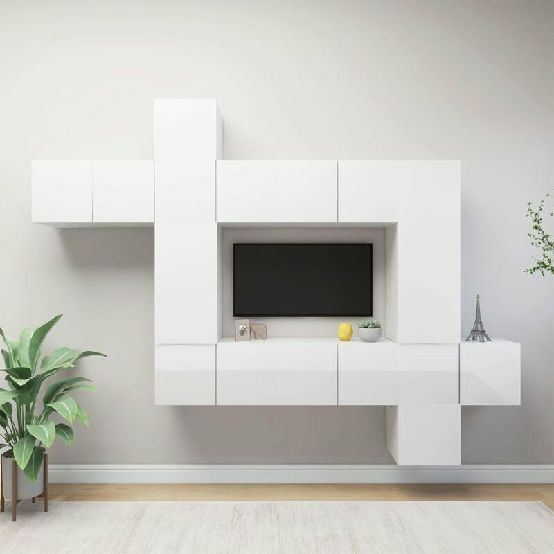 

Juego de mueble para TV de 10 pzas aglomerado blanco brillante