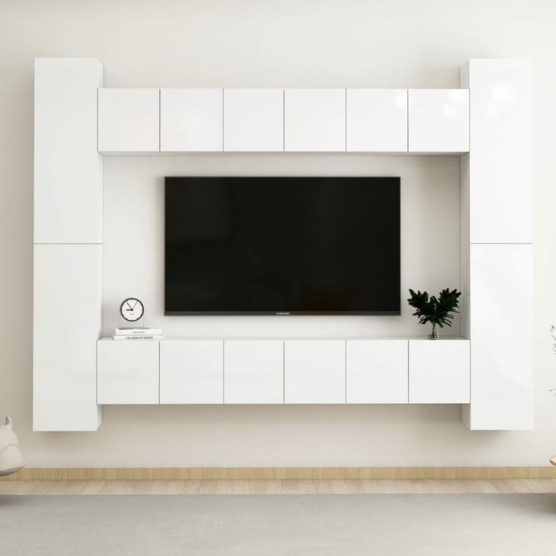 

Juego de mueble para TV de 10 pzas aglomerado blanco brillante