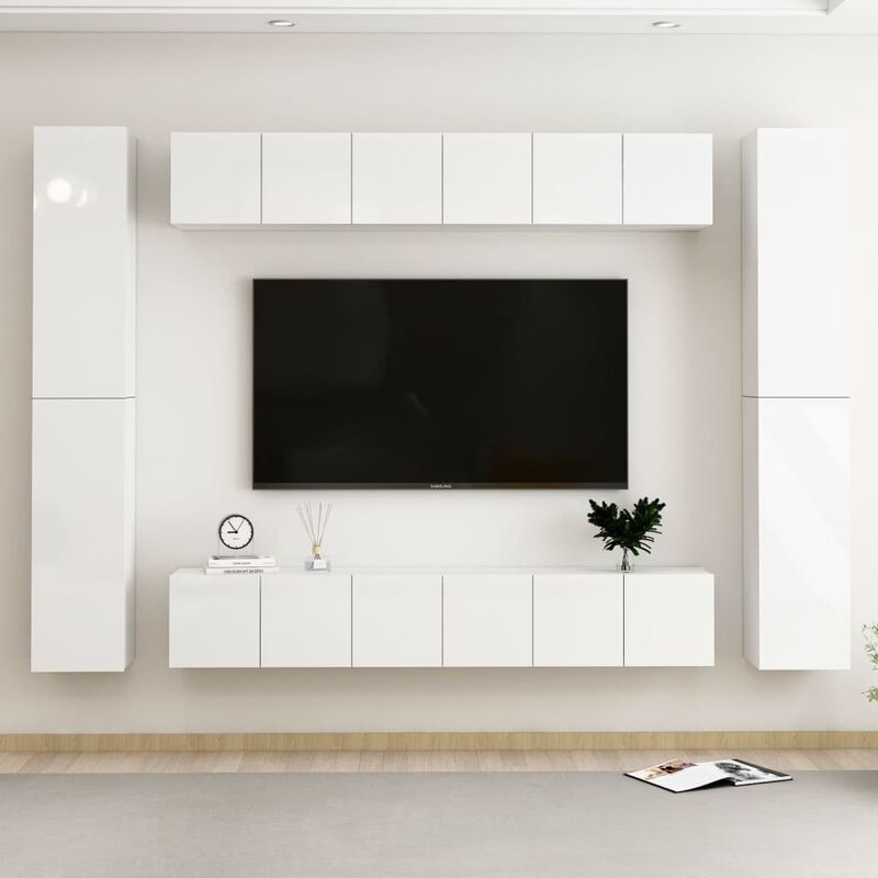 

Juego de mueble para TV de 10 pzas aglomerado blanco brillante
