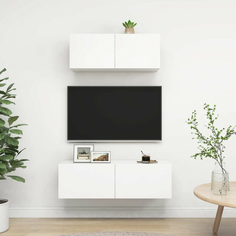 

Juego de mueble para TV de 2 piezas aglomerado blanco