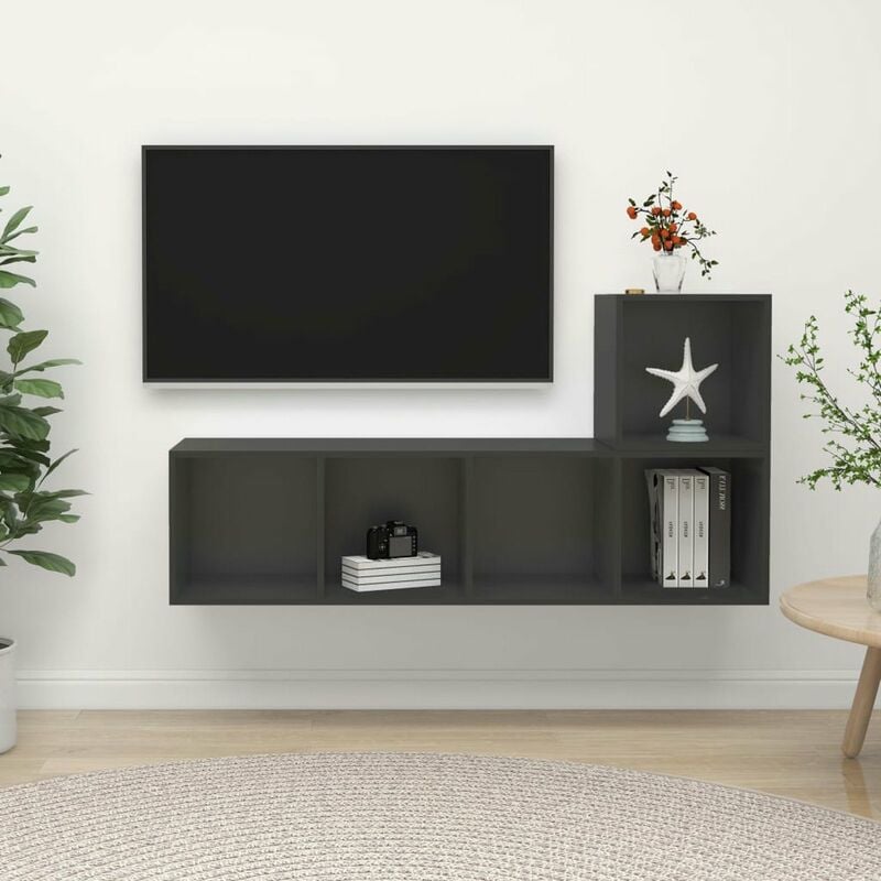 

Juego de mueble para TV de 2 piezas aglomerado gris