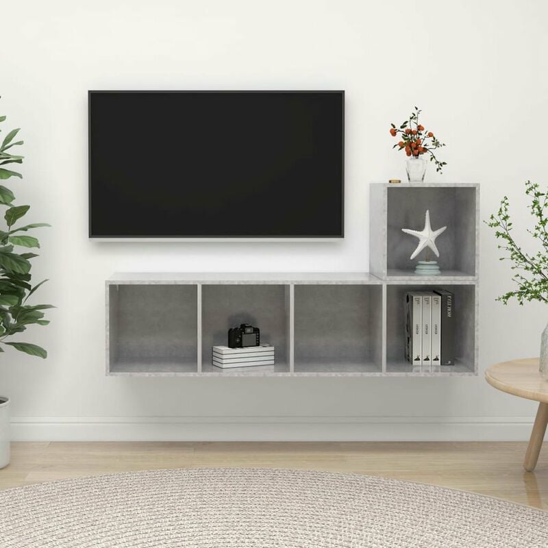 

Juego de mueble para TV de 2 piezas aglomerado gris hormigon