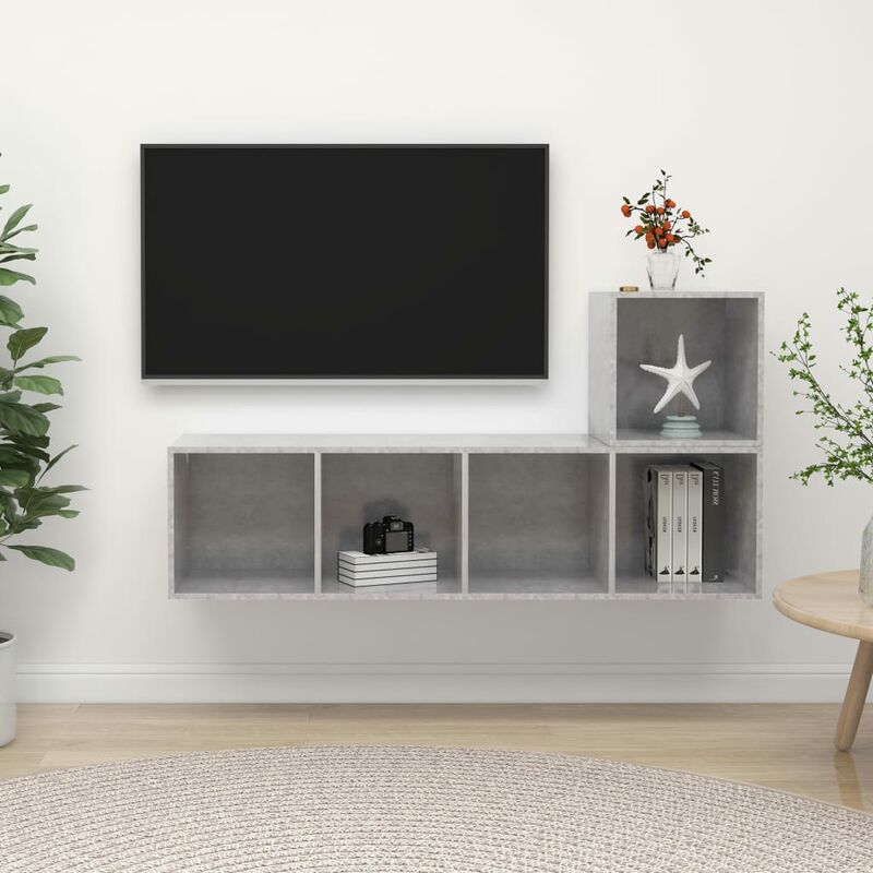 

Juego de mueble para TV de 2 piezas aglomerado gris hormigón