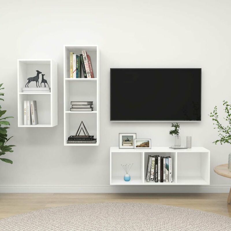 

Juego de mueble para TV de 3 piezas aglomerado blanco