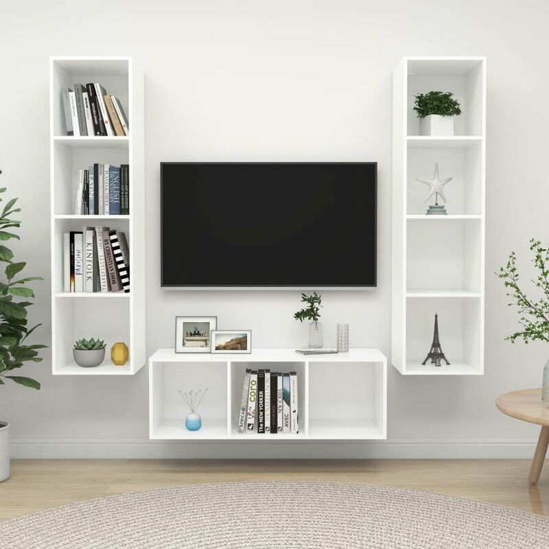 

Juego de mueble para TV de 3 piezas aglomerado blanco