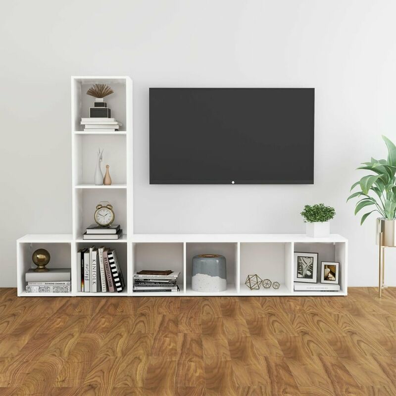 

Juego de mueble para TV de 3 piezas aglomerado blanco
