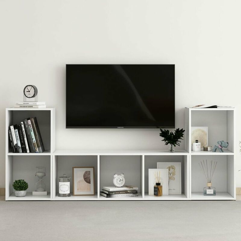 

Juego de mueble para TV de 3 piezas aglomerado blanco