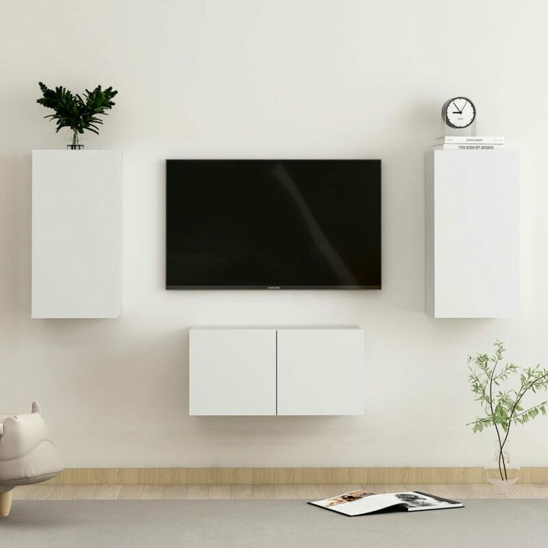 

Juego de mueble para TV de 3 piezas aglomerado blanco