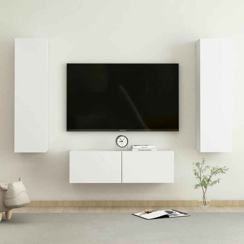 

Juego de mueble para TV de 3 piezas aglomerado blanco