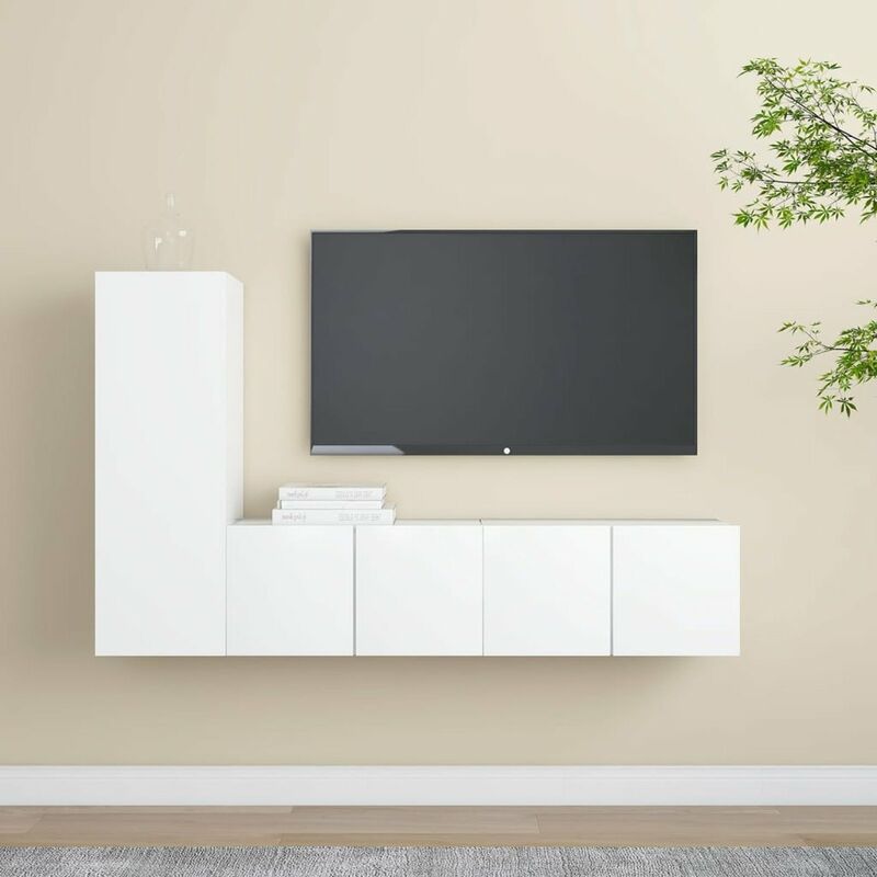 

Juego de mueble para TV de 3 piezas aglomerado blanco