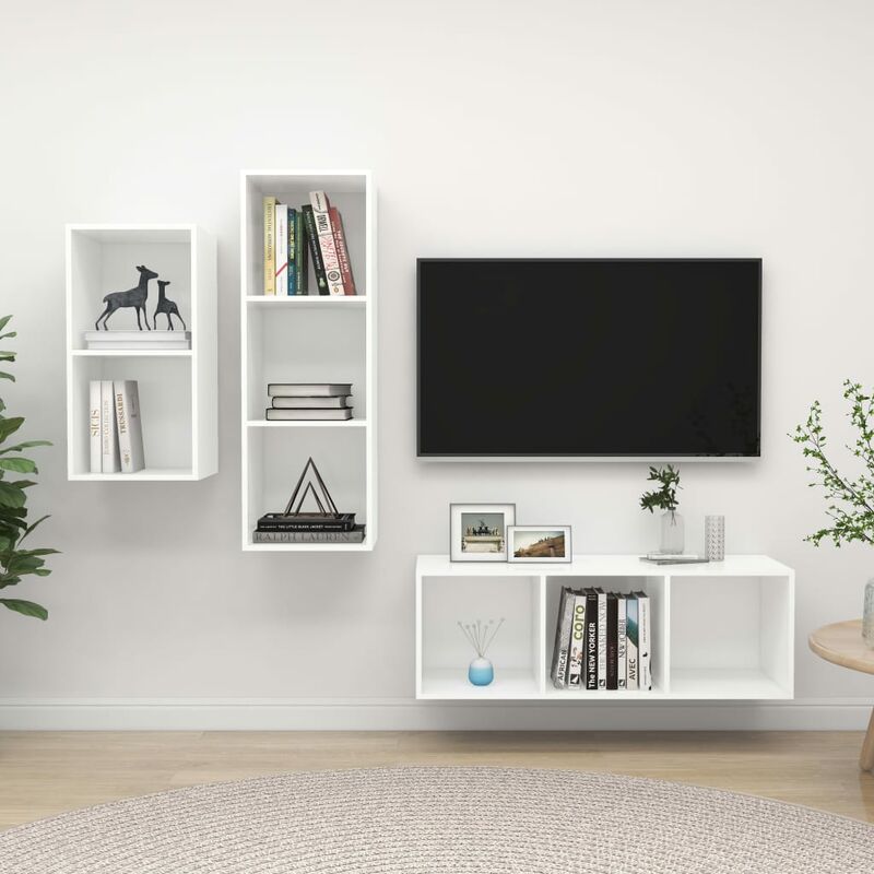 

Juego de mueble para TV de 3 piezas aglomerado blanco