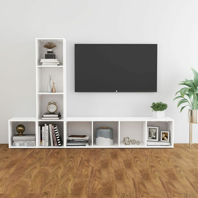 

Juego de mueble para TV de 3 piezas aglomerado blanco
