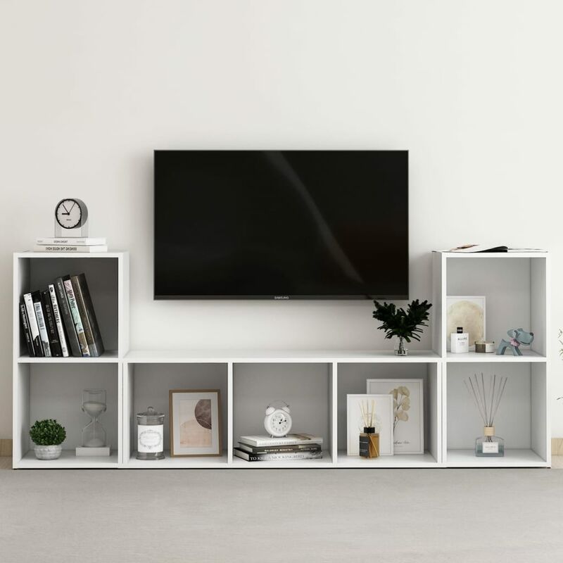 

Juego de mueble para TV de 3 piezas aglomerado blanco