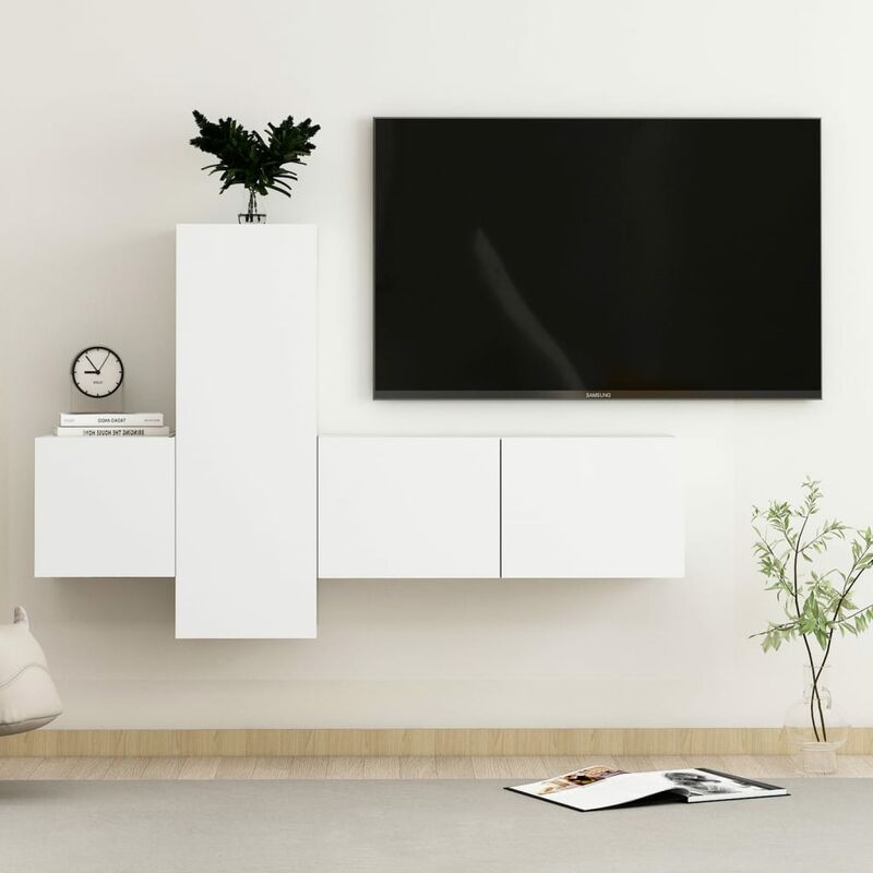 

Juego de mueble para TV de 3 piezas aglomerado blanco