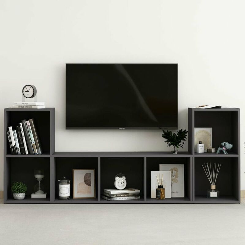 

Juego de mueble para TV de 3 piezas aglomerado gris