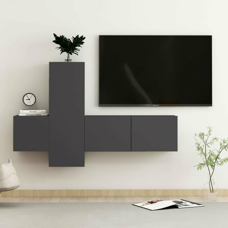 

Juego de mueble para TV de 3 piezas aglomerado gris