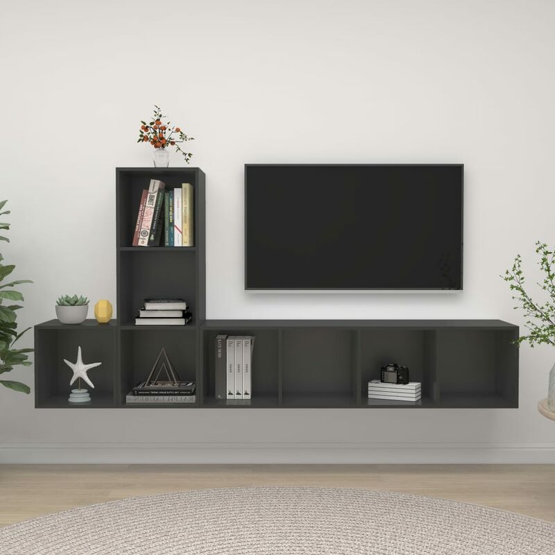 

Juego de mueble para TV de 3 piezas aglomerado gris