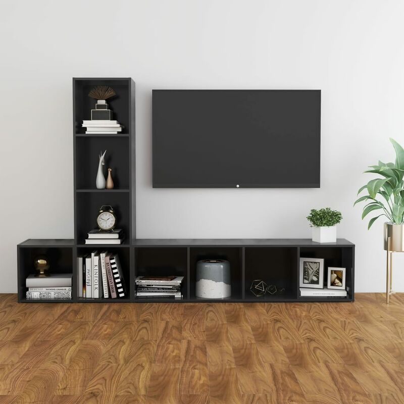 

Juego de mueble para TV de 3 piezas aglomerado gris