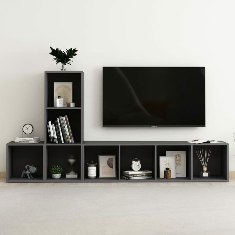 

Juego de mueble para TV de 3 piezas aglomerado gris