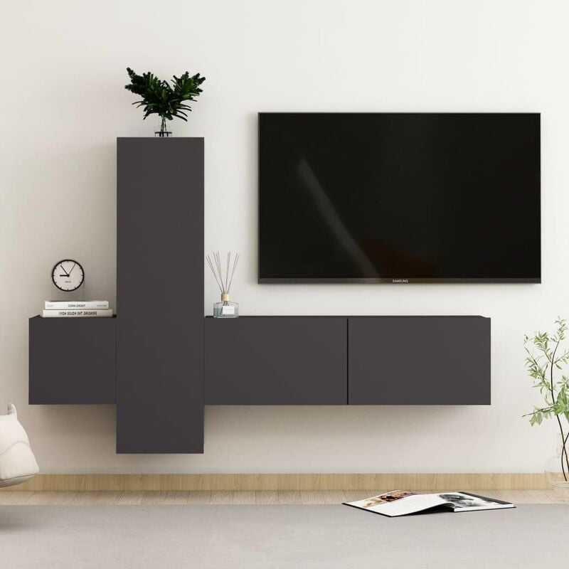 

Juego de mueble para TV de 3 piezas aglomerado gris