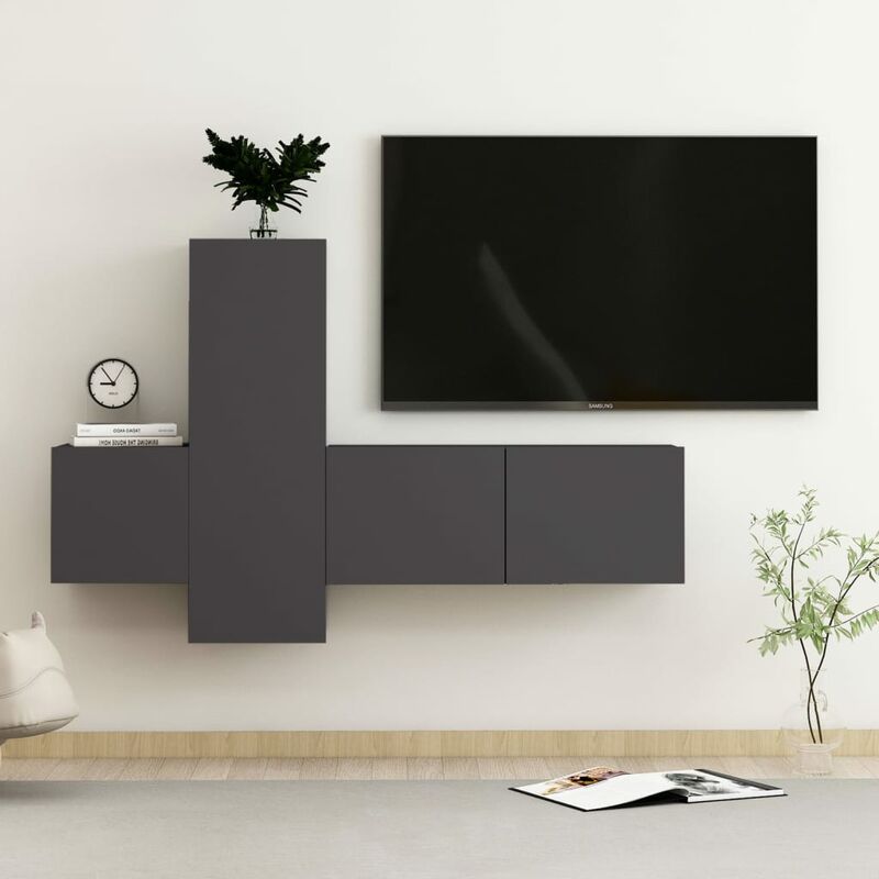 

Juego de mueble para TV de 3 piezas aglomerado gris