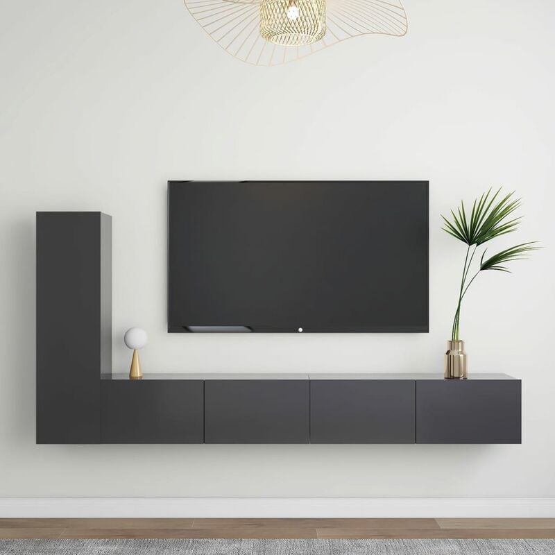 

Juego de mueble para TV de 3 piezas aglomerado gris
