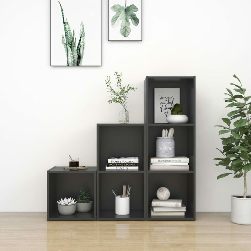 

Juego de mueble para TV de 3 piezas aglomerado gris