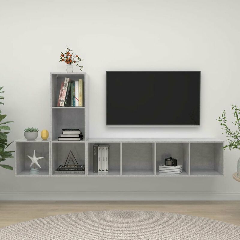 

Juego de mueble para TV de 3 piezas aglomerado gris hormigon