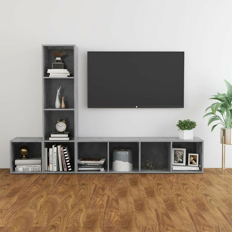 

Juego de mueble para TV de 3 piezas aglomerado gris hormigon