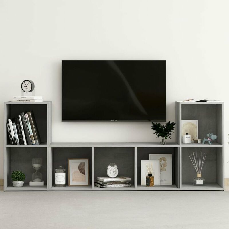 

Juego de mueble para TV de 3 piezas aglomerado gris hormigon