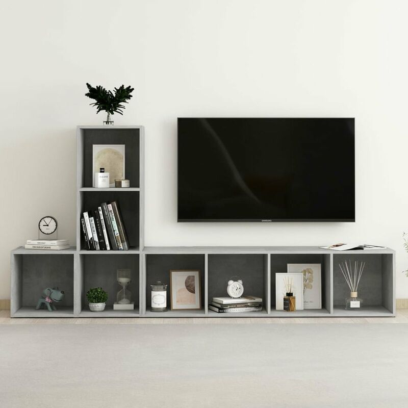 

Juego de mueble para TV de 3 piezas aglomerado gris hormigon