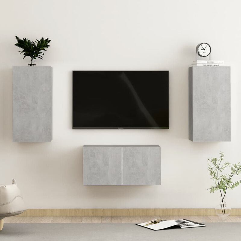 

Juego de mueble para TV de 3 piezas aglomerado gris hormigon