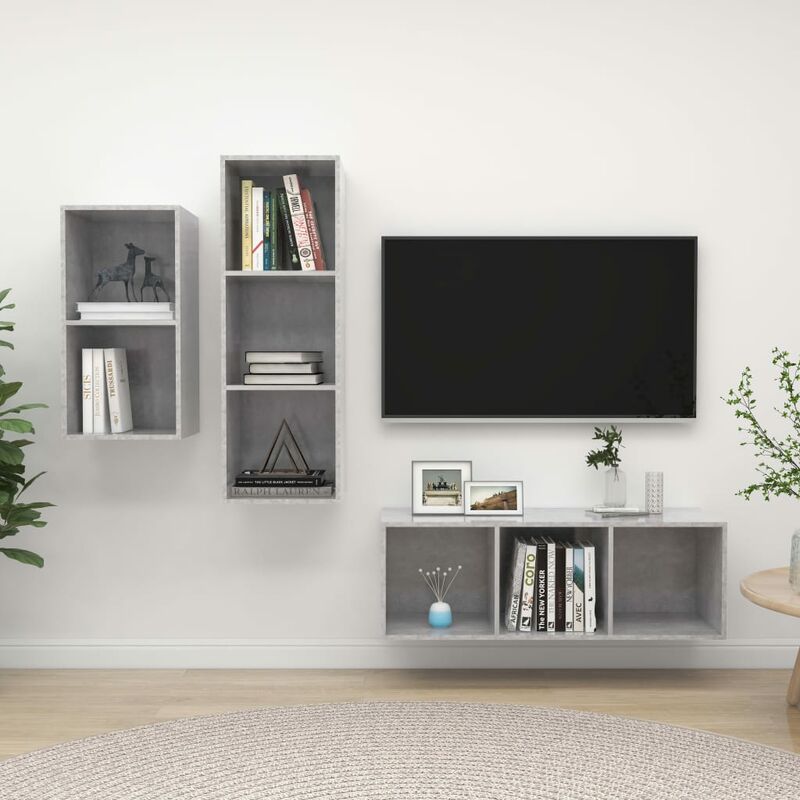 

Juego de mueble para TV de 3 piezas aglomerado gris hormigón