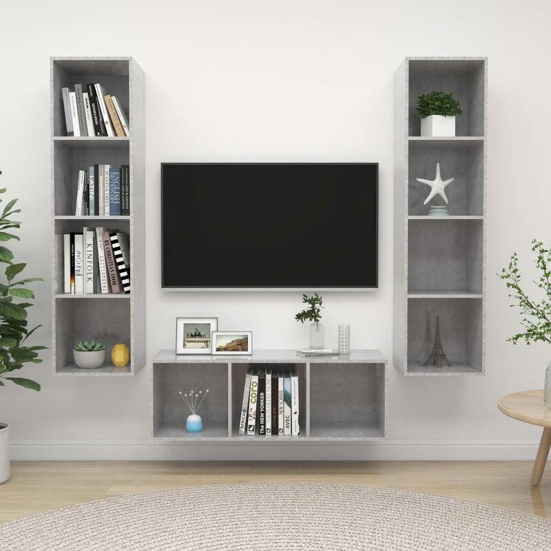 

Juego de mueble para TV de 3 piezas aglomerado gris hormigón