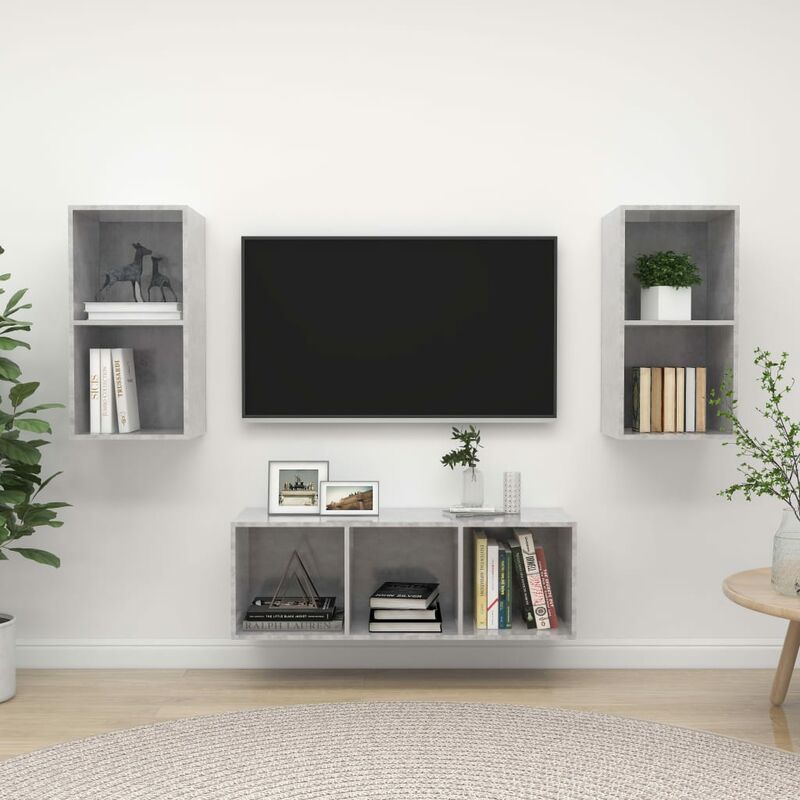 

Juego de mueble para TV de 3 piezas aglomerado gris hormigón