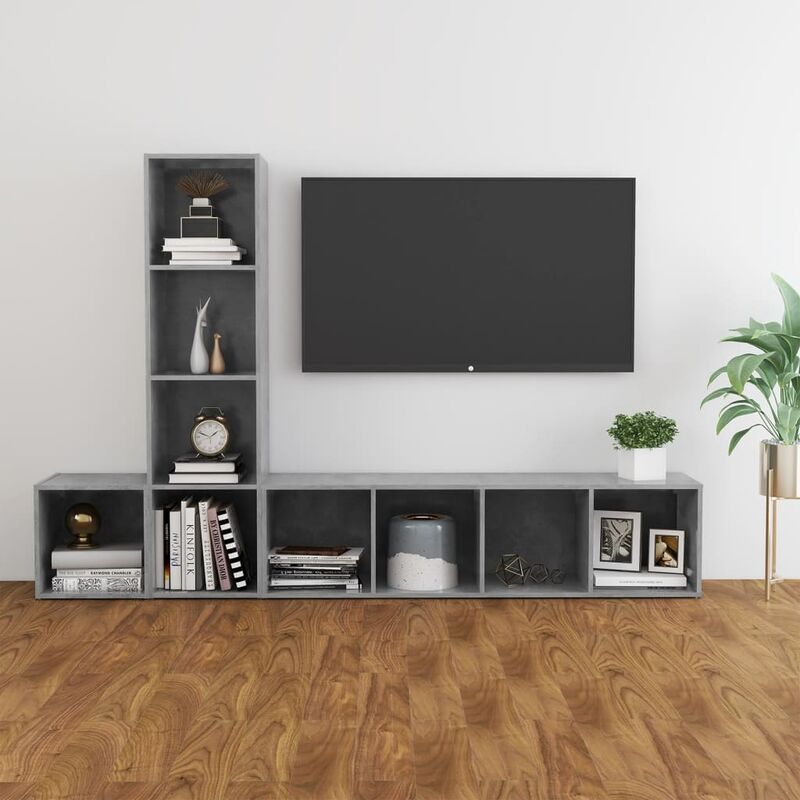 

Juego de mueble para TV de 3 piezas aglomerado gris hormigón