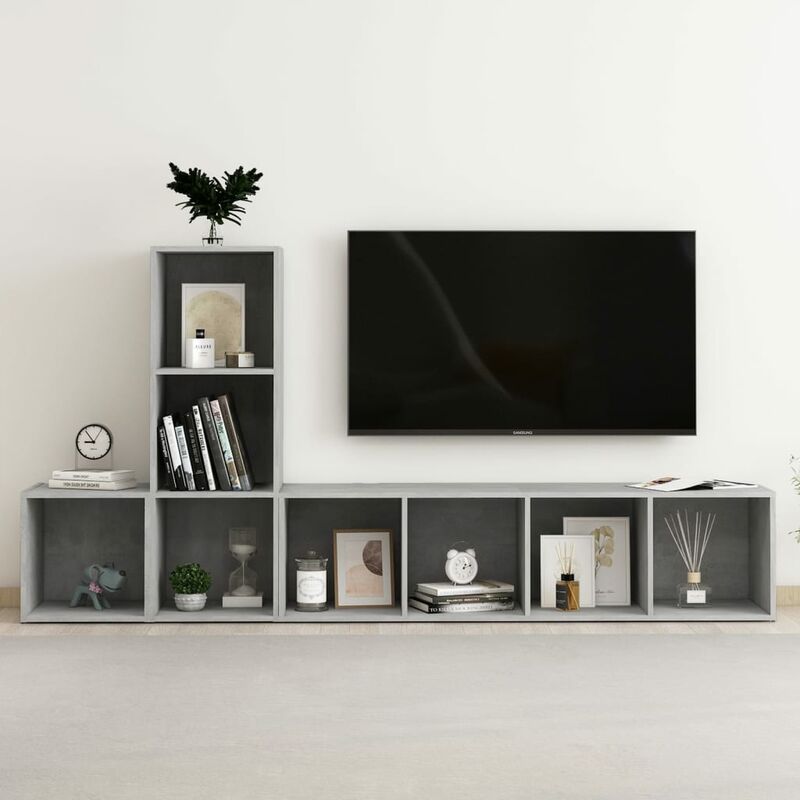 

Juego de mueble para TV de 3 piezas aglomerado gris hormigón