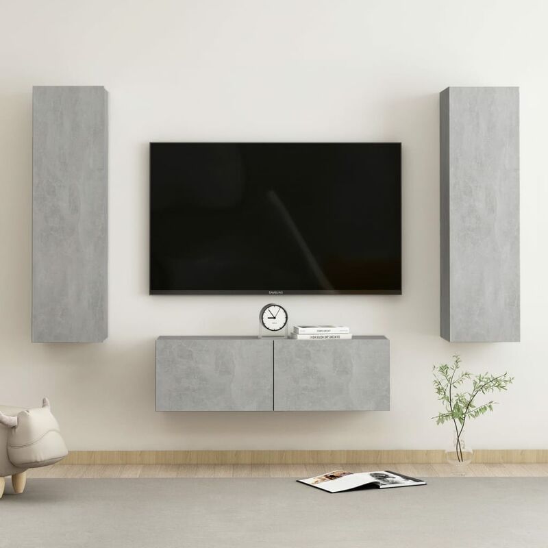 

Juego de mueble para TV de 3 piezas aglomerado gris hormigón